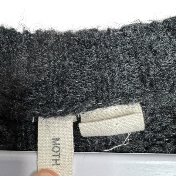 Anthropologie Moth Soft Mixed ribbed knit wool blend Cardigan Sweater Gray XL - Picture 3 of 13
